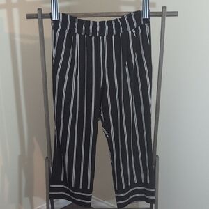 George | Black and White Striped Wide Leg Pants Polyester Blend
